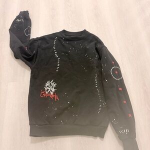 Travis Scott Cactus Jack Mens Stitched Crew Neck Sweatshirt Black Size Medium